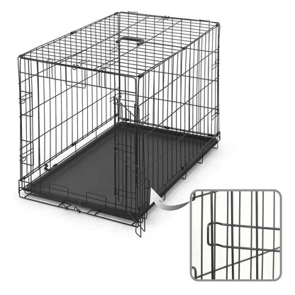 CAPHAUS Foldable Metal Dog Kennel with Divider and Lock - Shopinapets