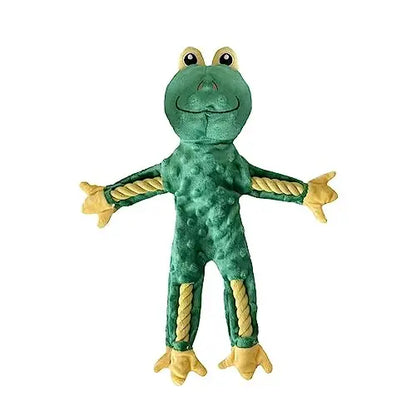 HUKNFC Interactive Pet ToysRope Dog Toys LargePlush Squeaky Dog ToysChew Dog ToyPlush No Stuffing Dog Toy15.7IN (Green Frog)