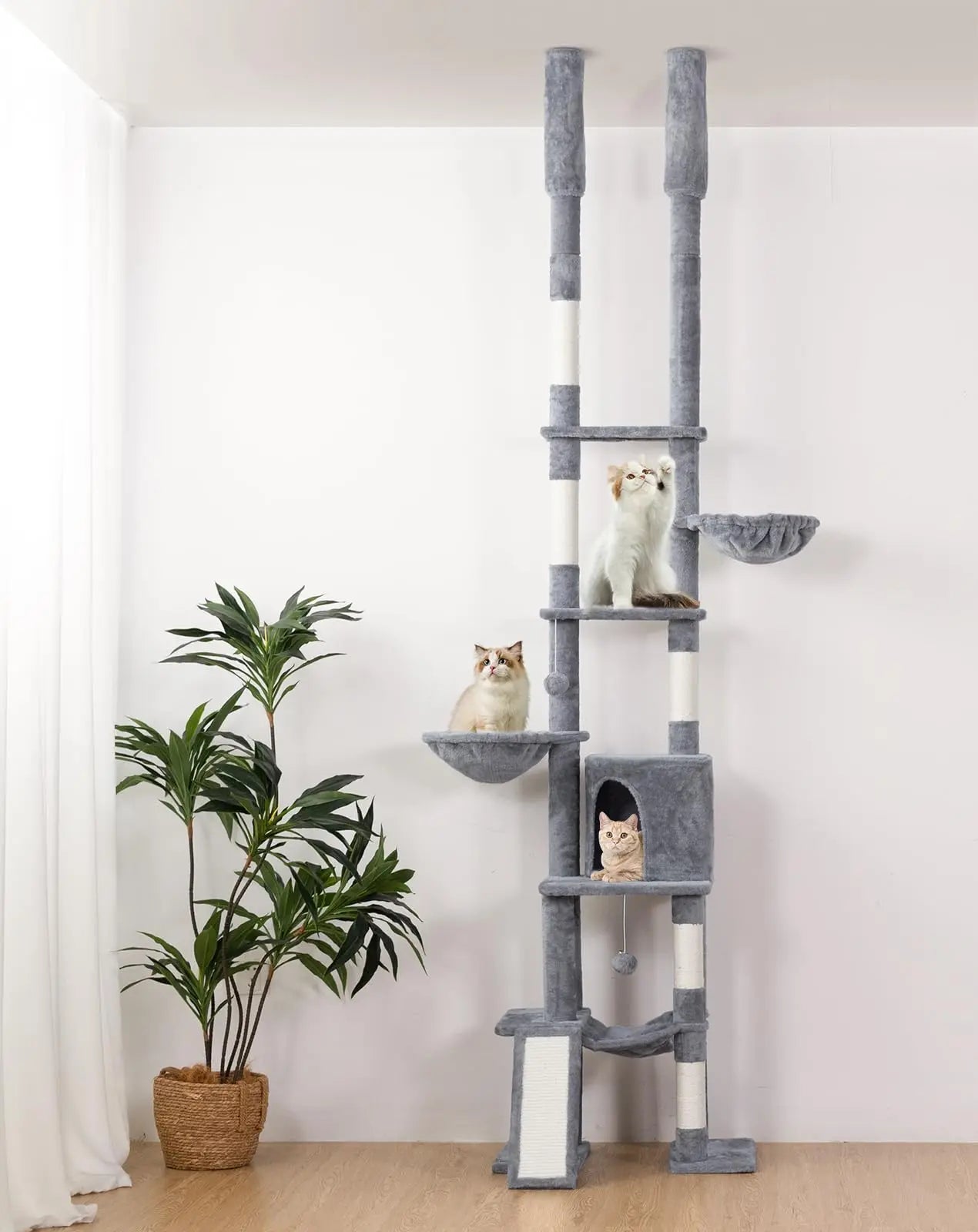 Adjustable Sky-High Cat Tree with Hammocks and Posts - Shopinapets