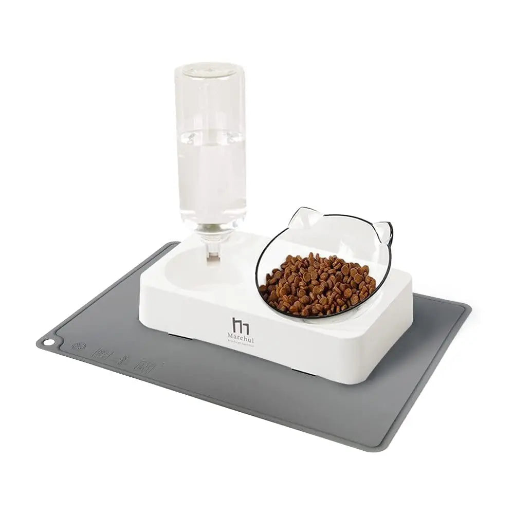 Marchul Slanted Pet Bowl with Mat Set - Shopinapets