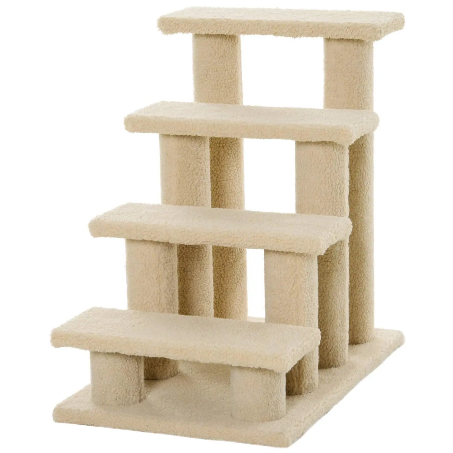 FelineFun 4-Tier Carpeted Scratch & Climb Steps - Beige - Shopinapets