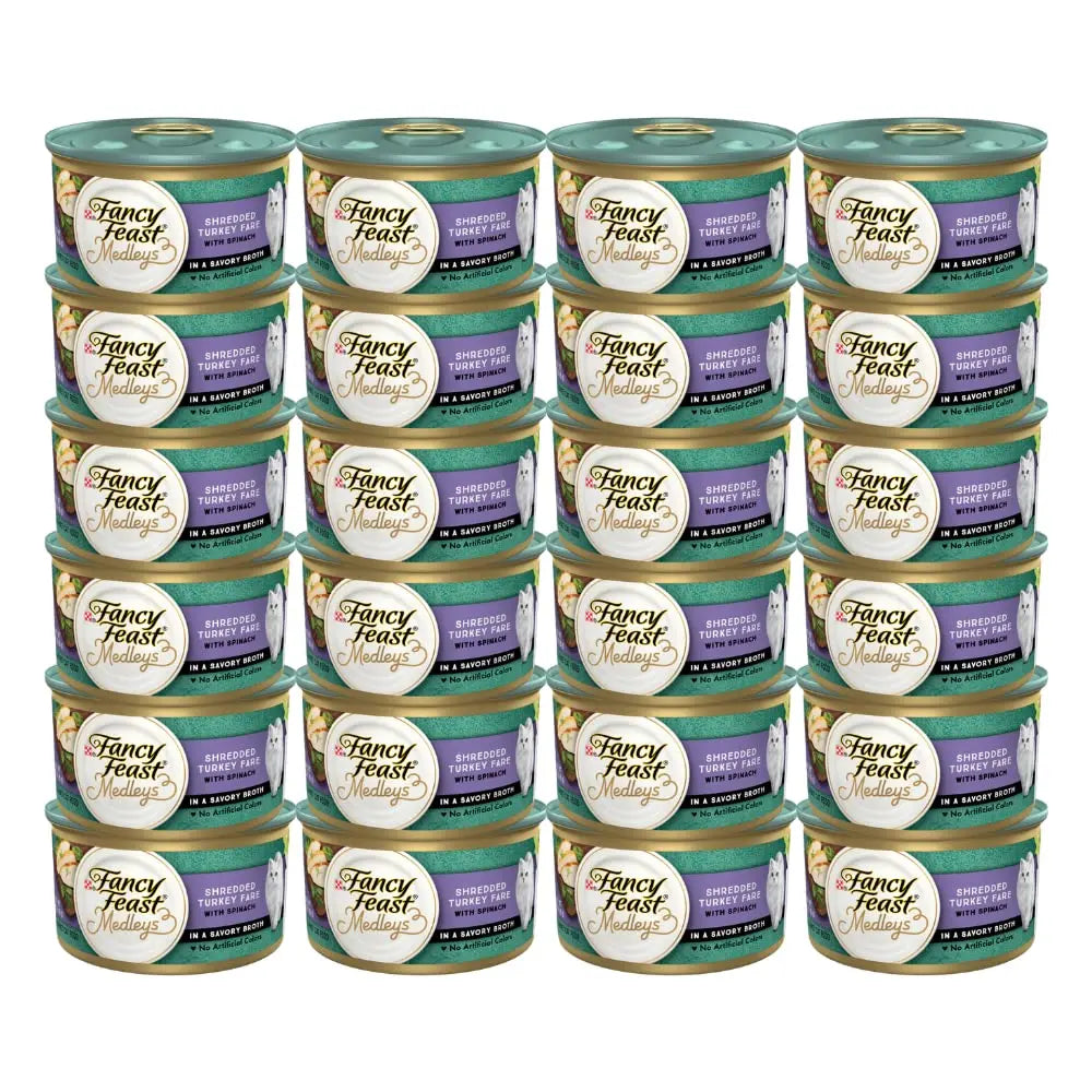 PURINA Fancy Feast Shredded Turkey Elegance Cat Food - 24 Pack - Shopinapets