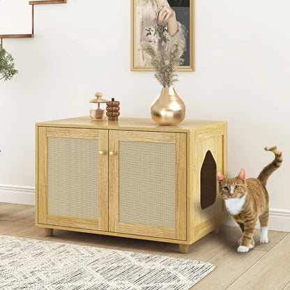 Boho Oak Cat Litter Cabinet - Shopinapets