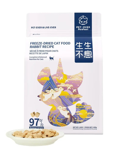 PET-EVER PureFeast Rabbit Recipe High-Protein Freeze-Dried Cat Food - Shopinapets