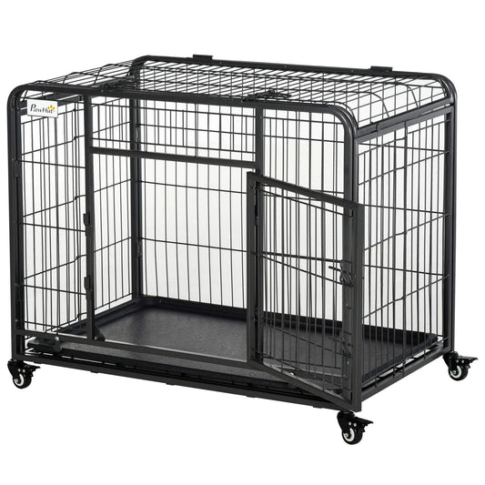 PawHut Folding Design Heavy Duty Metal Dog Cage Crate & Kennel - Shopinapets