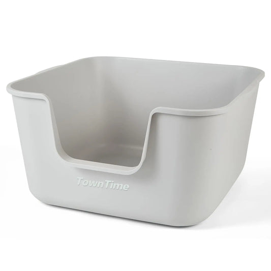 TownTime Jumbo Cat Litter Box with Anti-Splash Sides - Grey - Shopinapets