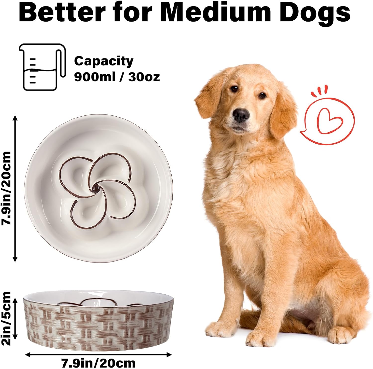 Ceramic Slow Feeder Bowl for Medium Large Dog, Anti-Choking, Non-Slip - Shopinapets  Ceramic Slow Feeder Bowl for Medium Large Dog, Anti-Choking, Non-Slip Shopinapets #