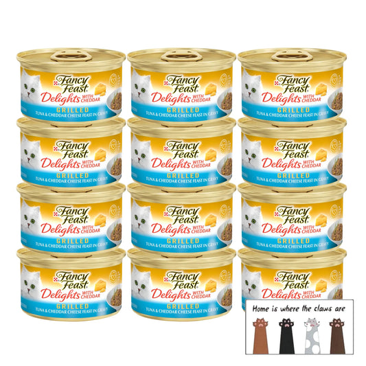 Grilled Tuna & Cheddar Cat Feast 12-Pack Plus Sticker - Shopinapets