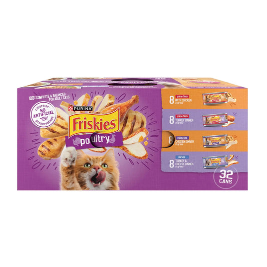 Friskies Poultry Feast Wet Cat Food 32-Can Pack - Shopinapets