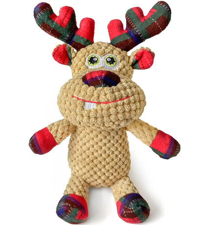 Chngeary Christmas Squeaky Plush Dog Toys for Small Medium Large Dogs Durable and Indestructible Dog Christmas Toys Cute Reindeer Squeaky Dog ToysTeeth Cleaning and Interactive Puppy Toys