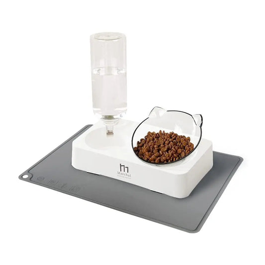 Marchul Slanted Pet Bowl with Mat Set - Shopinapets