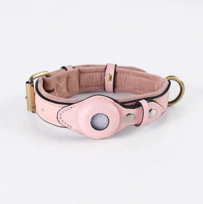 Leather Air tag Dog Collar Pet - Adjustable Collar