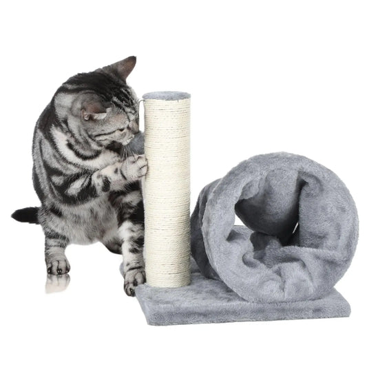 Feline Fun Tower with Scratch Pad and Play Tunnel - Shopinapets