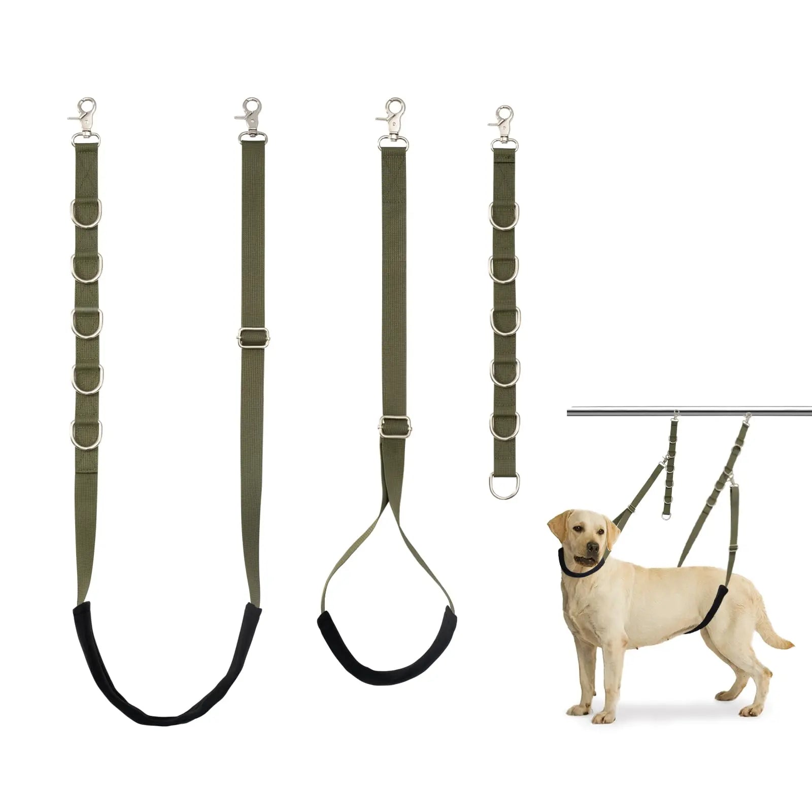 AdjustaGroom Army Green Dog Grooming Restraints - Shopinapets