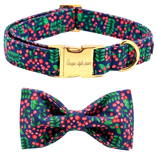 Christmas Cheer Dog Collar with Bow - Shopinapets