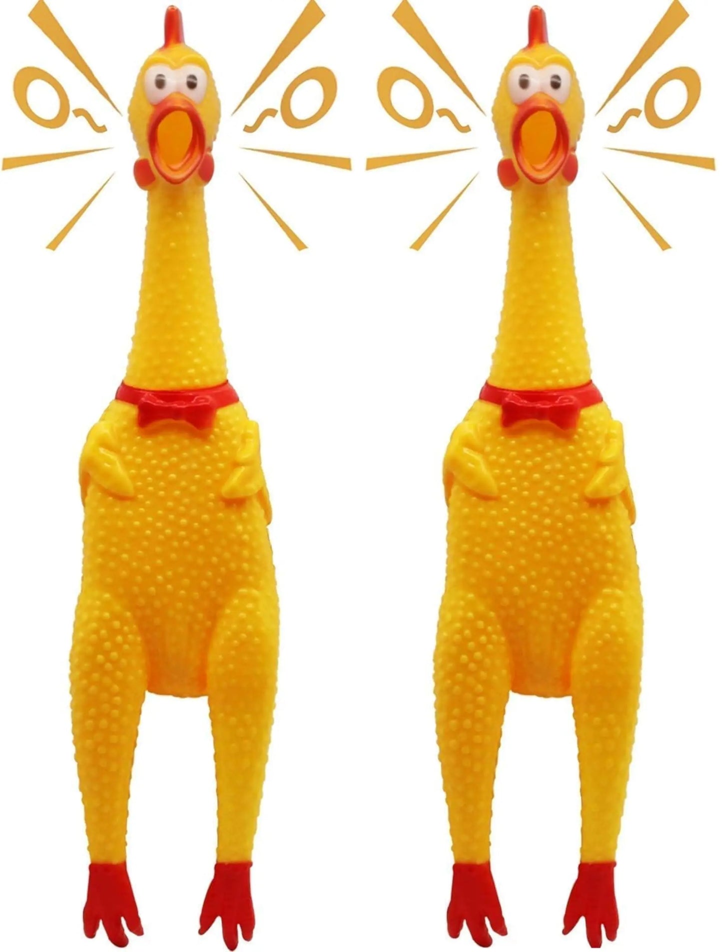 SQUAWKY PALS Twin-Pack 12" Rubber Chicken Dog Toys