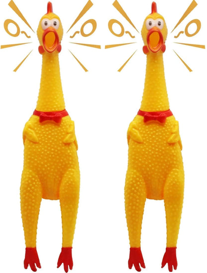 SQUAWKY PALS Twin-Pack 12" Rubber Chicken Dog Toys