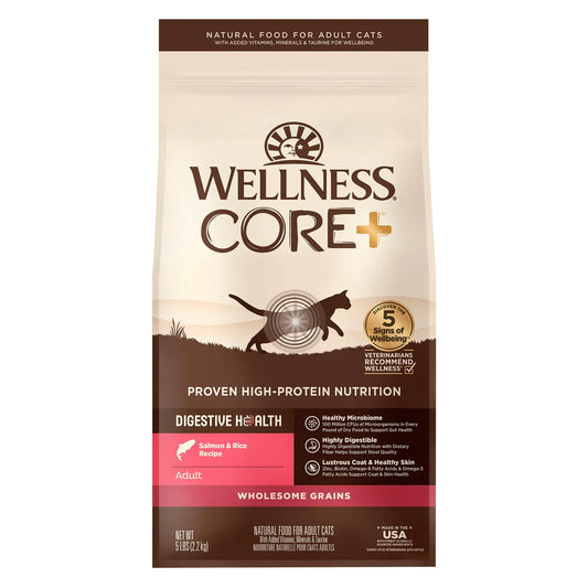 CORE+ Wholesome Grains Salmon & Rice High-Protein Cat Food, Prebiotic Coating, 5 lbs - Shopinapets  CORE+ Wholesome Grains Salmon & Rice High-Protein Cat Food, Prebiotic Coating, 5 lbs Shopinapets #