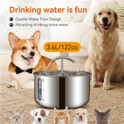 EverFresh Stainless Steel Pet Fountain 3.6L - Shopinapets  EverFresh Stainless Steel Pet Fountain 3.6L Shopinapets #