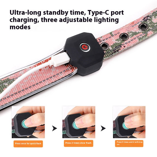 LED Pet Luminous Printing Reflective Stripe USB Charging Shiny Dog Collar - Shopinapets  LED Pet Luminous Printing Reflective Stripe USB Charging Shiny Dog Collar Shopinapets #