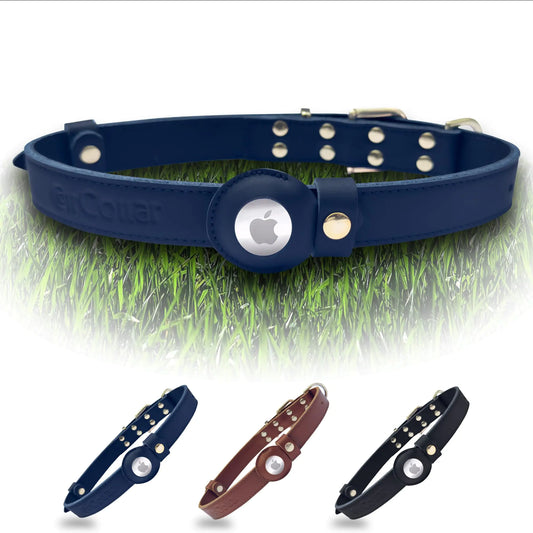 Luxury Tracker Leather Dog Collar - Blue - Shopinapets  Luxury Tracker Leather Dog Collar - Blue Shopinapets #