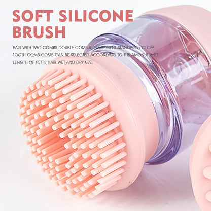 Pet Bath Brush - Silicone Grooming Brush with Shampoo Dispenser, Double Brush Head - Shopinapets  Pet Bath Brush - Silicone Grooming Brush with Shampoo Dispenser, Double Brush Head Shopinapets #