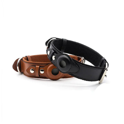 Leather Air tag Dog Collar Pet - Adjustable Collar