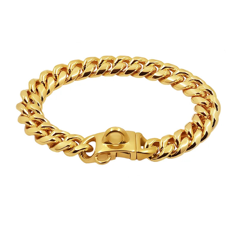 Gold chain bracelet on a white background