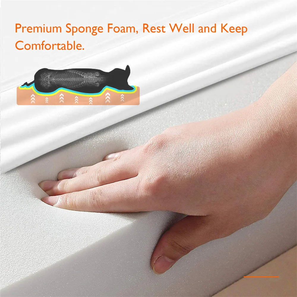 Hand pressing into a mattress to show the comfort and support of premium sponge foam.