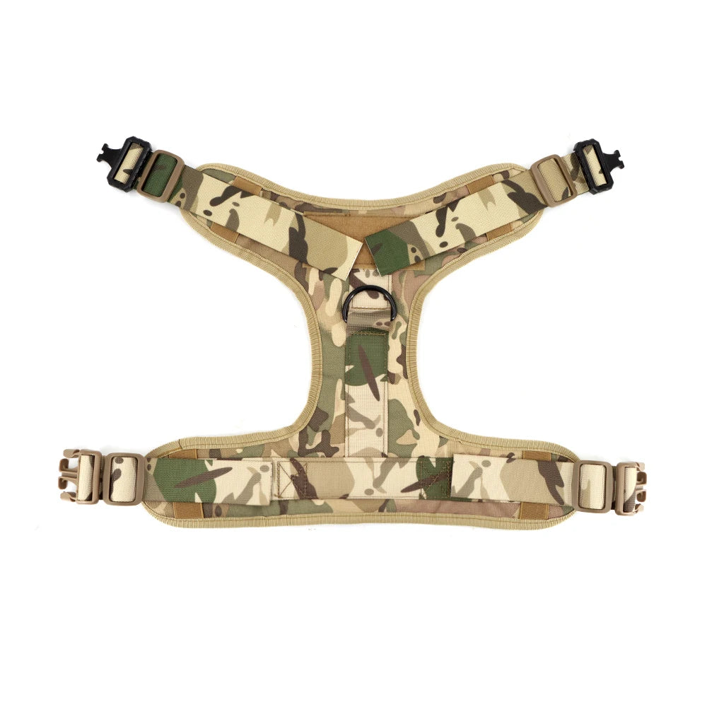 Camouflage dog harness on a white background