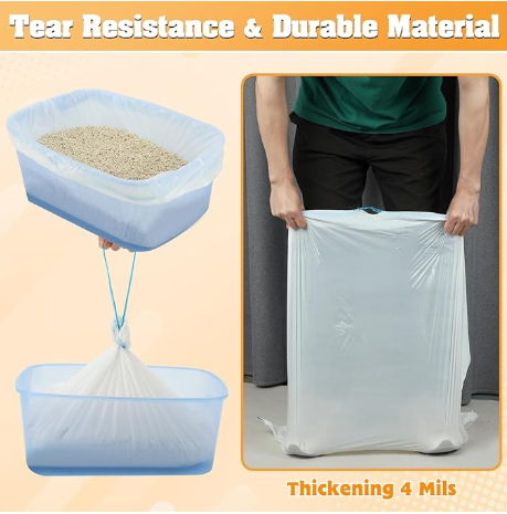 Self-Cleaning Litter Box Drawstring Bags 90ct - Shopinapets  Self-Cleaning Litter Box Drawstring Bags 90ct Shopinapets #