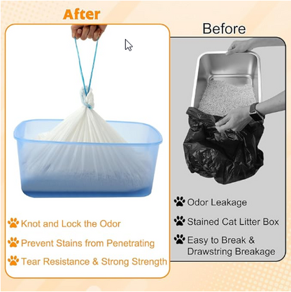 Self-Cleaning Litter Box Drawstring Bags 90ct - Shopinapets  Self-Cleaning Litter Box Drawstring Bags 90ct Shopinapets #