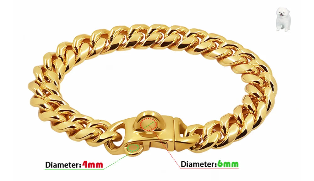 Gold chain bracelet with measurements on a white background