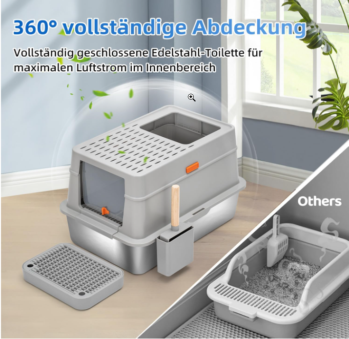 Sleek Gray Cat Litter Enclosure - Shopinapets  Sleek Gray Cat Litter Enclosure Shopinapets #