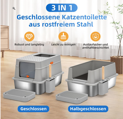 Sleek Gray Cat Litter Enclosure - Shopinapets  Sleek Gray Cat Litter Enclosure Shopinapets #