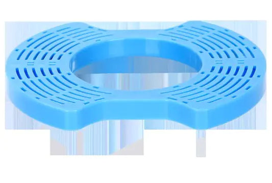 Light blue plastic filter with ventilation holes, designed to fit over the bowl for added comfort and hygiene.