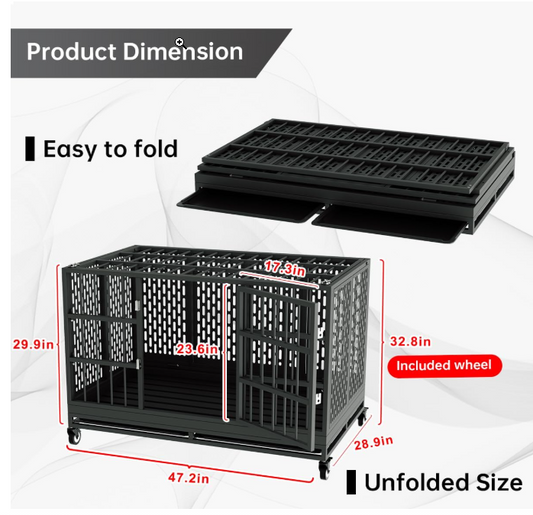The Snuowu Heavy Duty Dog Crate with Wheels-foldable - Shopinapets  The Snuowu Heavy Duty Dog Crate with Wheels-foldable Shopinapets #