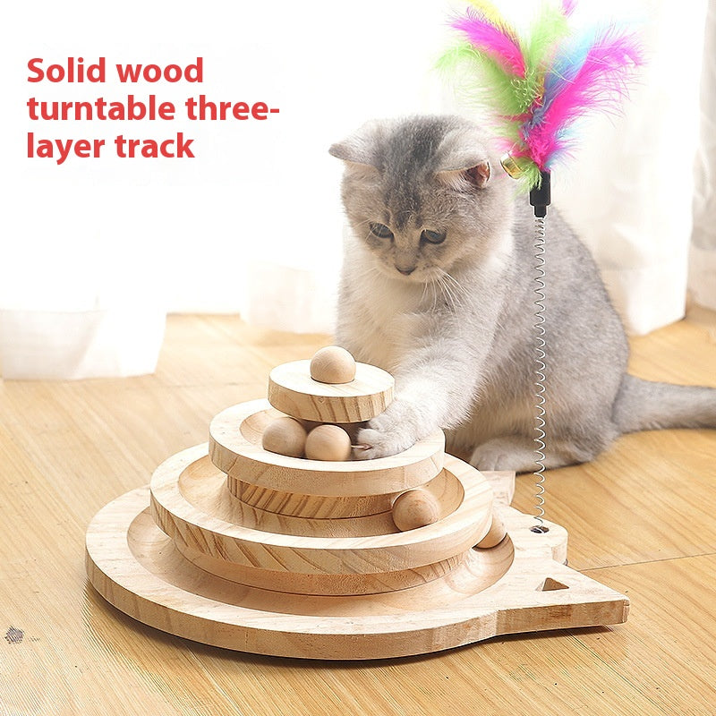 Toy Solid Wood Turntable Self-Hi Cat Teaser - Shopinapets  Toy Solid Wood Turntable Self-Hi Cat Teaser Shopinapets #