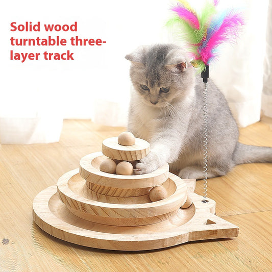 Toy Solid Wood Turntable Self-Hi Cat Teaser - Shopinapets  Toy Solid Wood Turntable Self-Hi Cat Teaser Shopinapets #