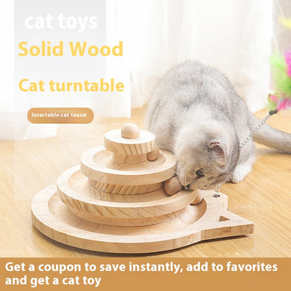 Toy Solid Wood Turntable Self-Hi Cat Teaser - Shopinapets  Toy Solid Wood Turntable Self-Hi Cat Teaser Shopinapets #
