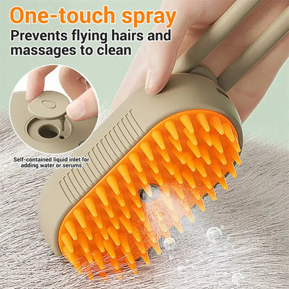 Steam Brush Electric Spray  - Pet  Massage - Grooming Comb  - Hair Removal