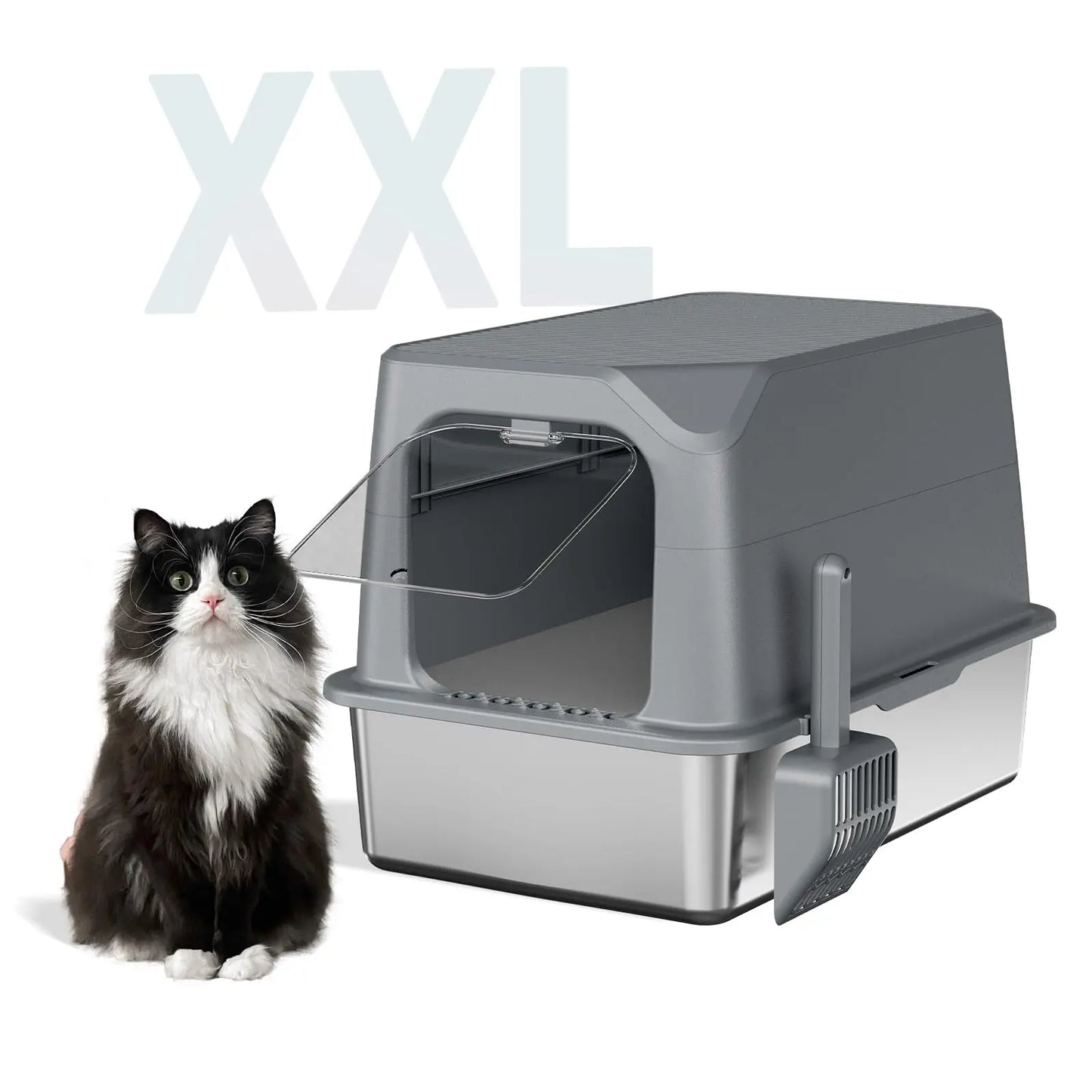 MaxiGuard Stainless Steel Covered Cat Litter Box XXL - Shopinapets
