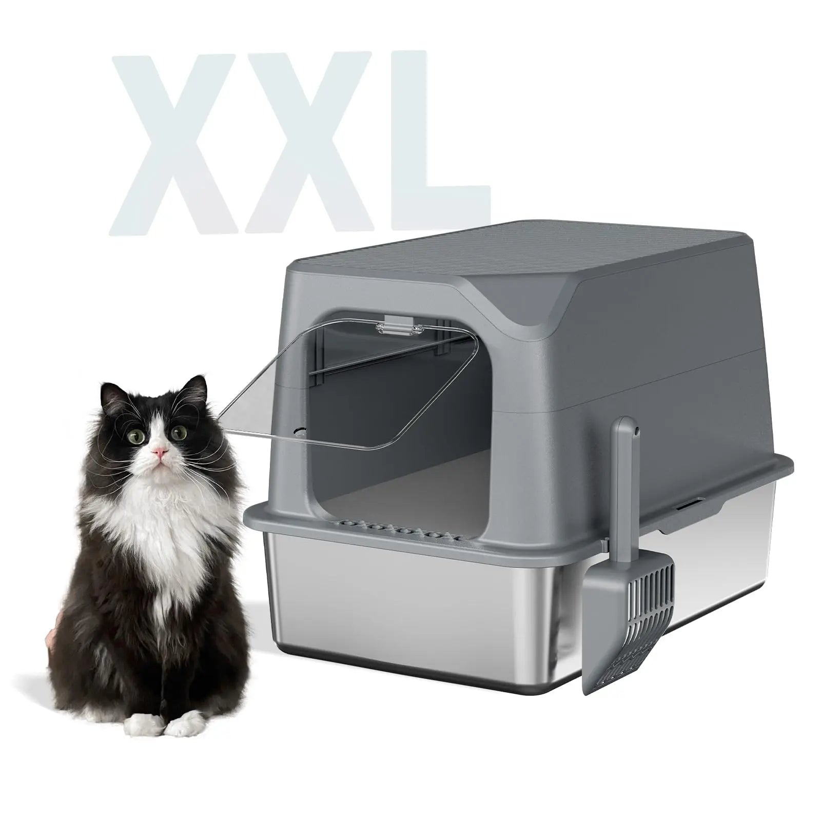 MaxiGuard Stainless Steel Covered Cat Litter Box XXL - Shopinapets