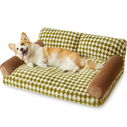 SnuggleSoft Pet Lounge - Medium Checkered Washable Sofa Bed - Shopinapets