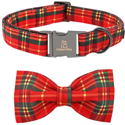 Lionheart Festive Plaid Dog Bow Collar - Shopinapets