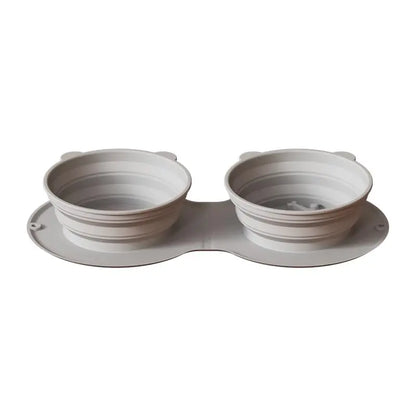 HappyTails Foldable Dual Pet Bowl - Travel Feeder for Dogs & Cats - Shopinapets