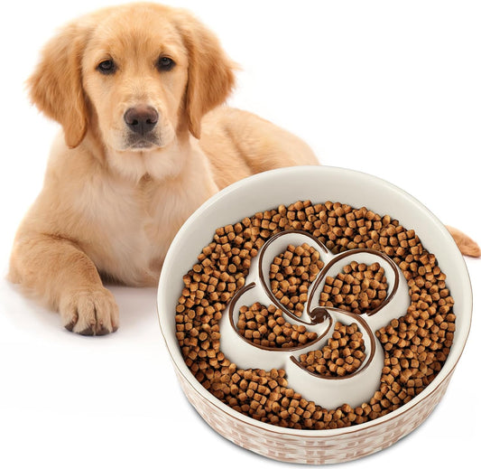 Ceramic Slow Feeder Bowl for Medium Large Dog, Anti-Choking, Non-Slip - Shopinapets  Ceramic Slow Feeder Bowl for Medium Large Dog, Anti-Choking, Non-Slip Shopinapets #