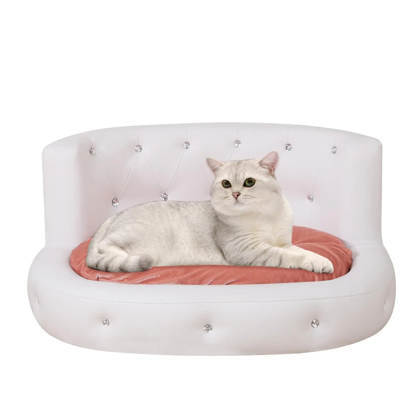 White Modern Pet Sofa Bed - Velvet Cushion - Shopinapets