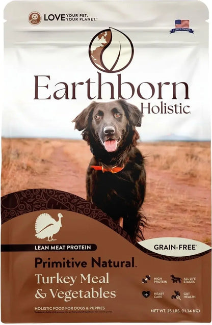 Earthborn Holistic Primitive Natural Grain-Free Turkey & Veggie Dog Food (25 lbs) - Shopinapets