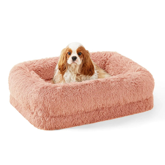 Fluffy Orthopedic Medium Dog Bed - Faux Fur with Egg Foam - Shopinapets